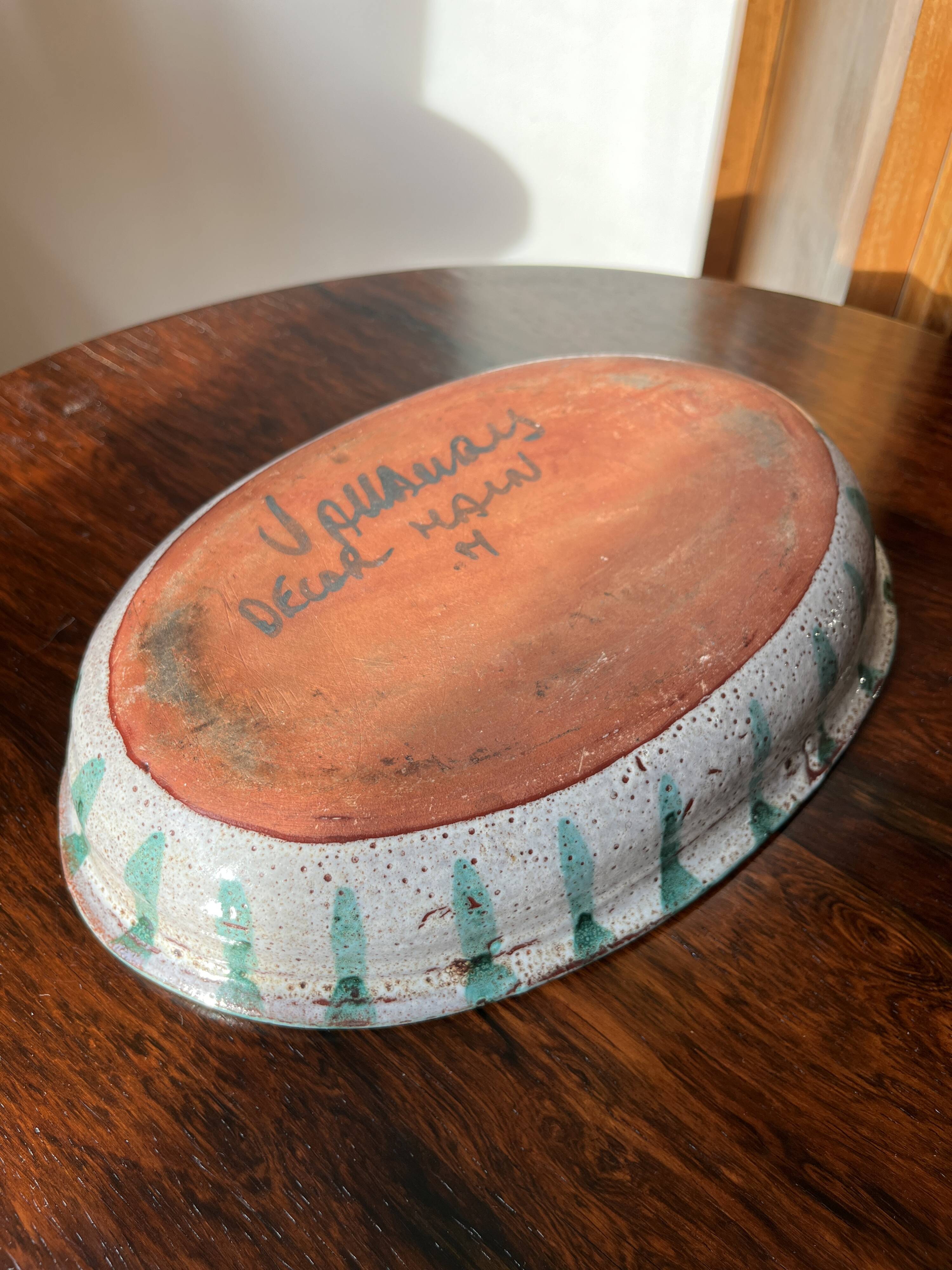 Ceramic dish/coffee bowl by Daniel Étienne Vallauris, signed