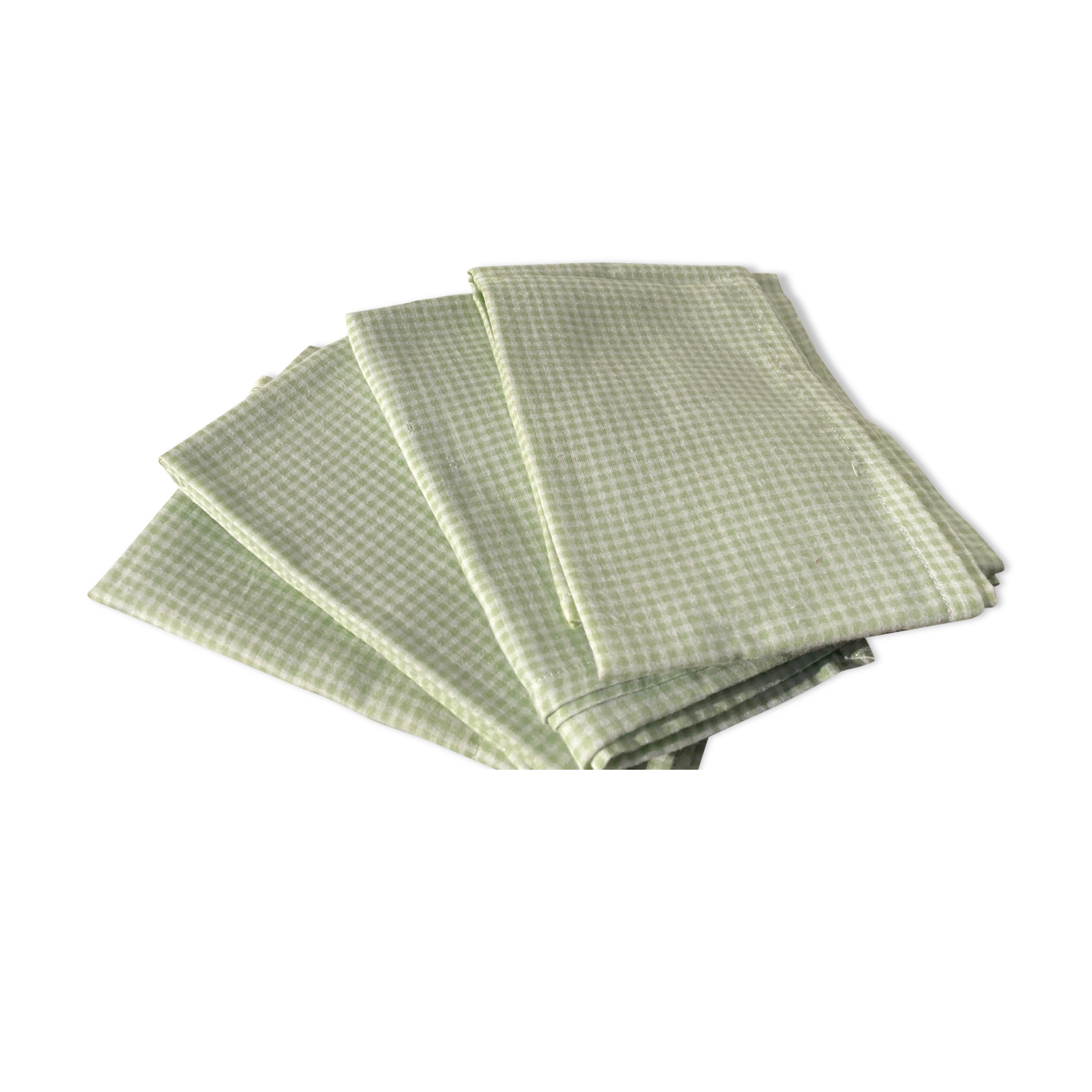 4 green rectangular napkins \u00e0 vintage tiles