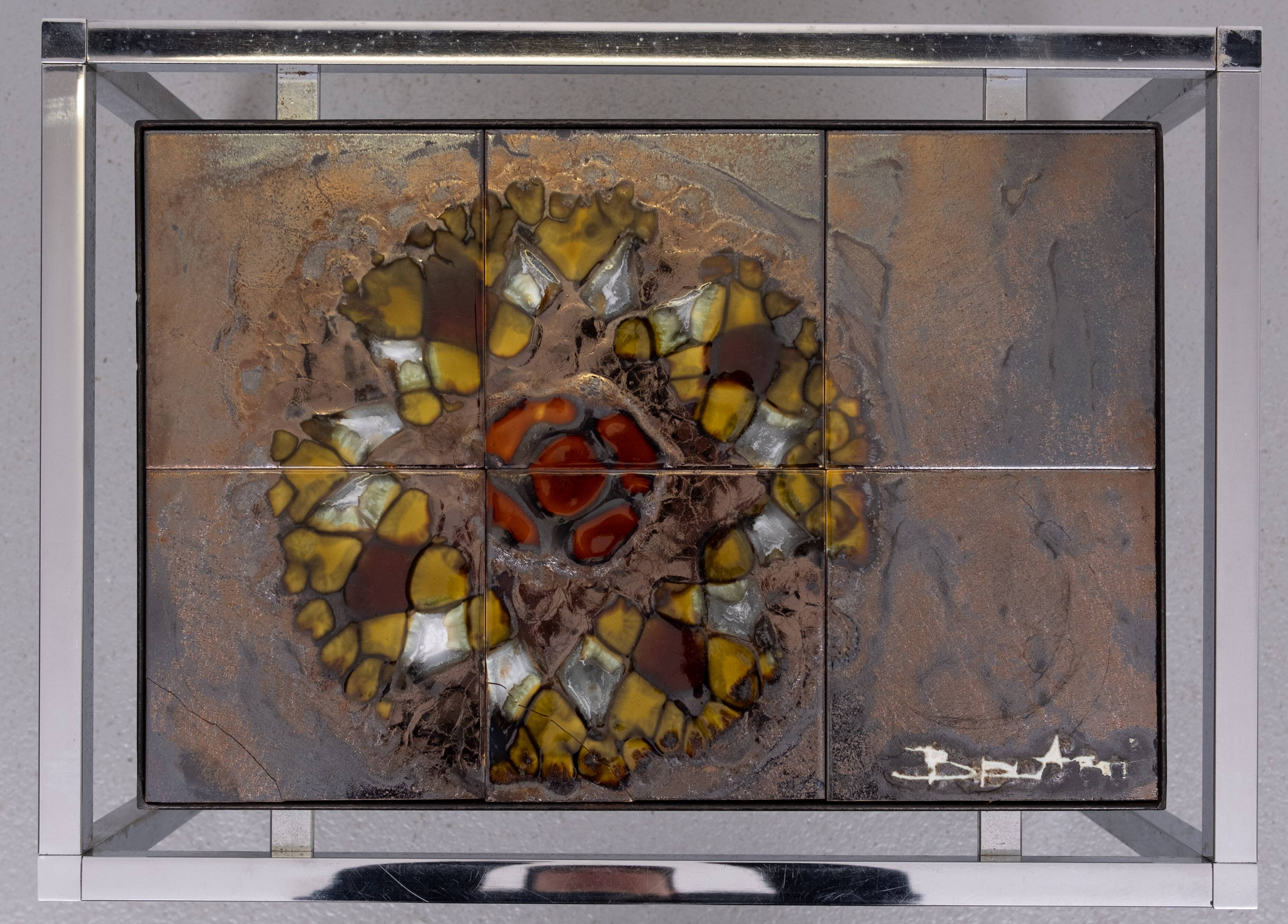 Belarti Ceramic tile Table set of 3 Belgian 1970s