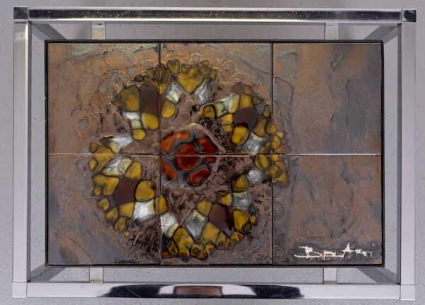 Juliette Belarti Ensemble de 3 tables en carreaux de céramique belges années 1970