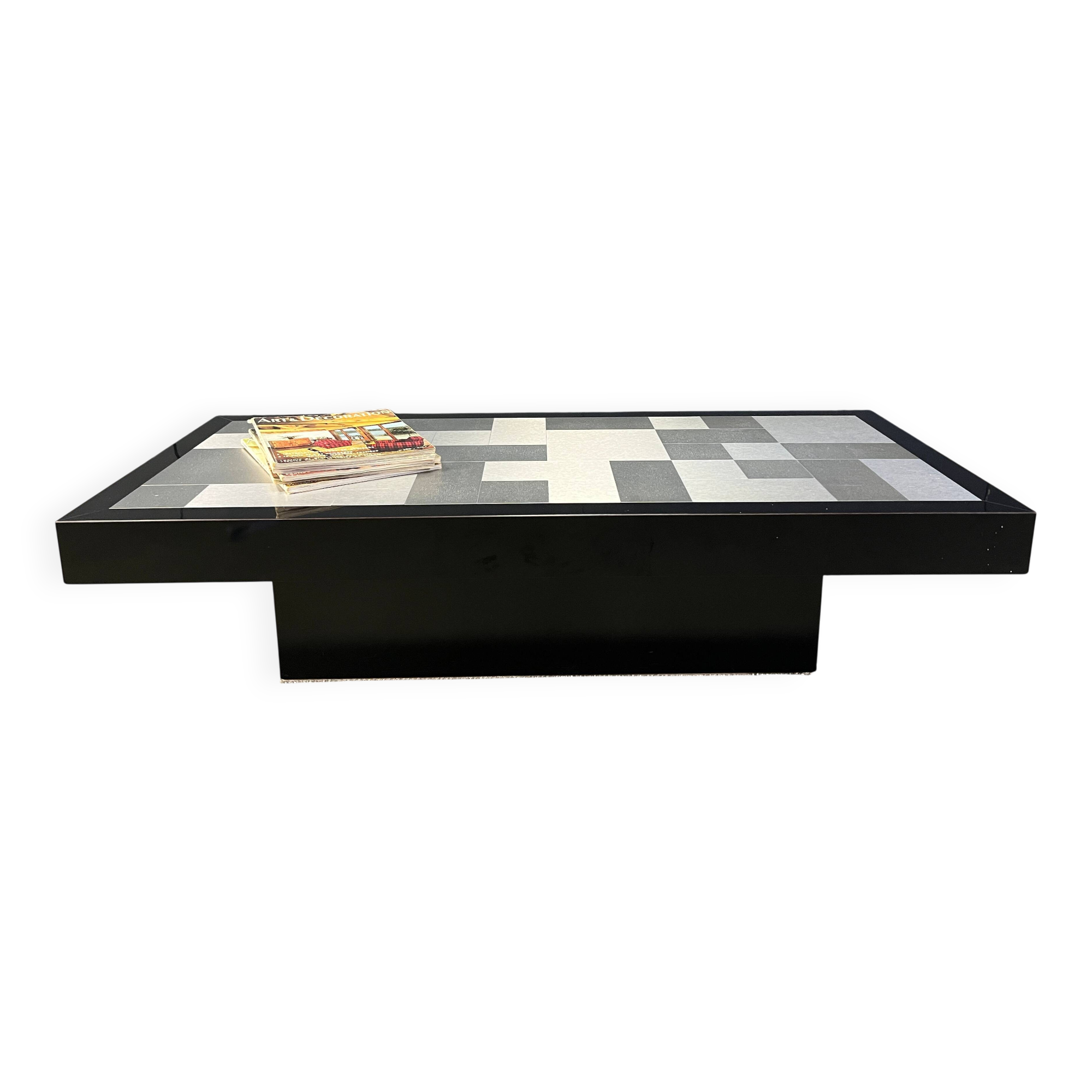 Vintage lacquer and aluminum coffee table, 1970s