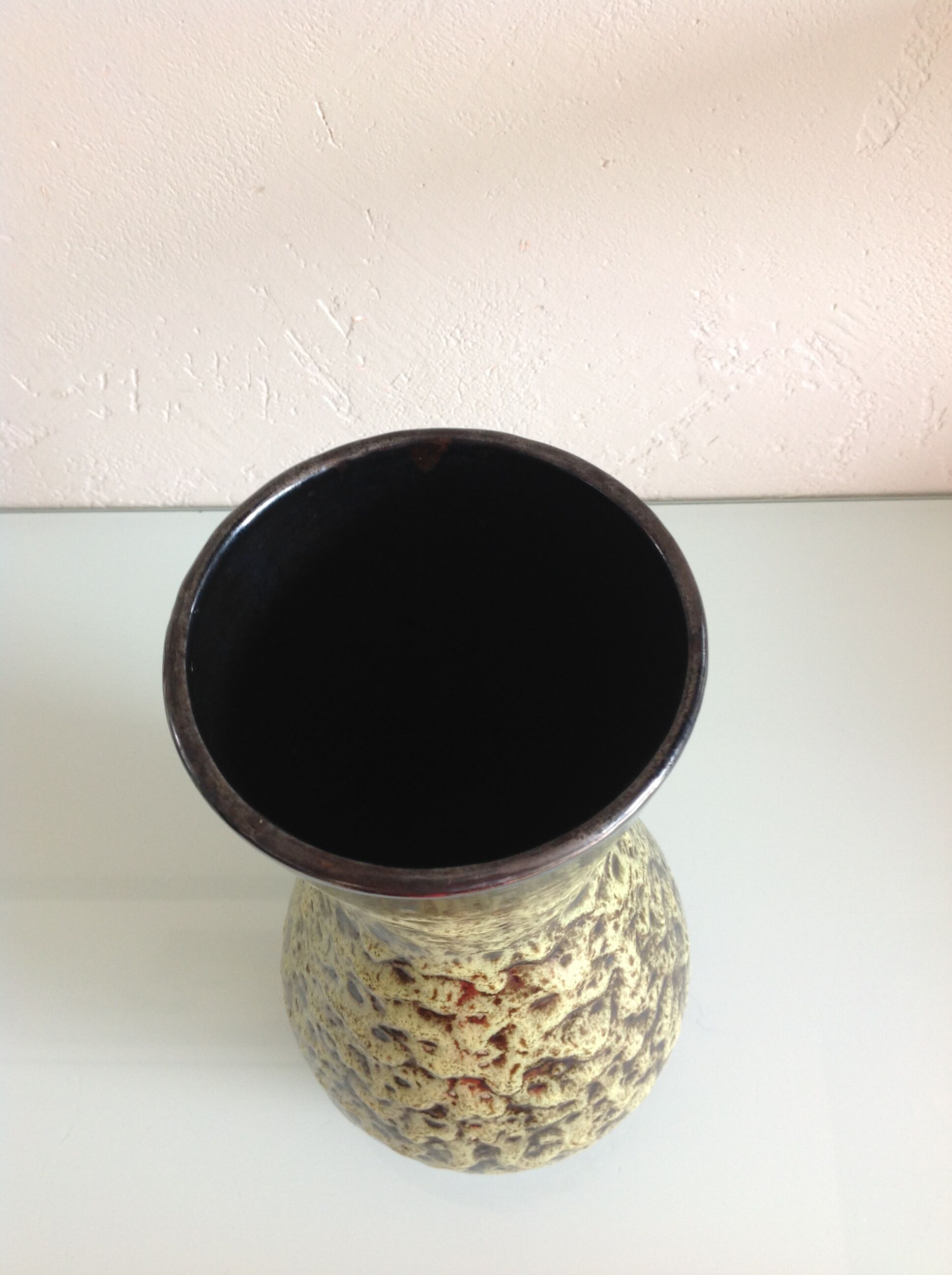 Fat Lava olive green cerals vase, vintage 60/70