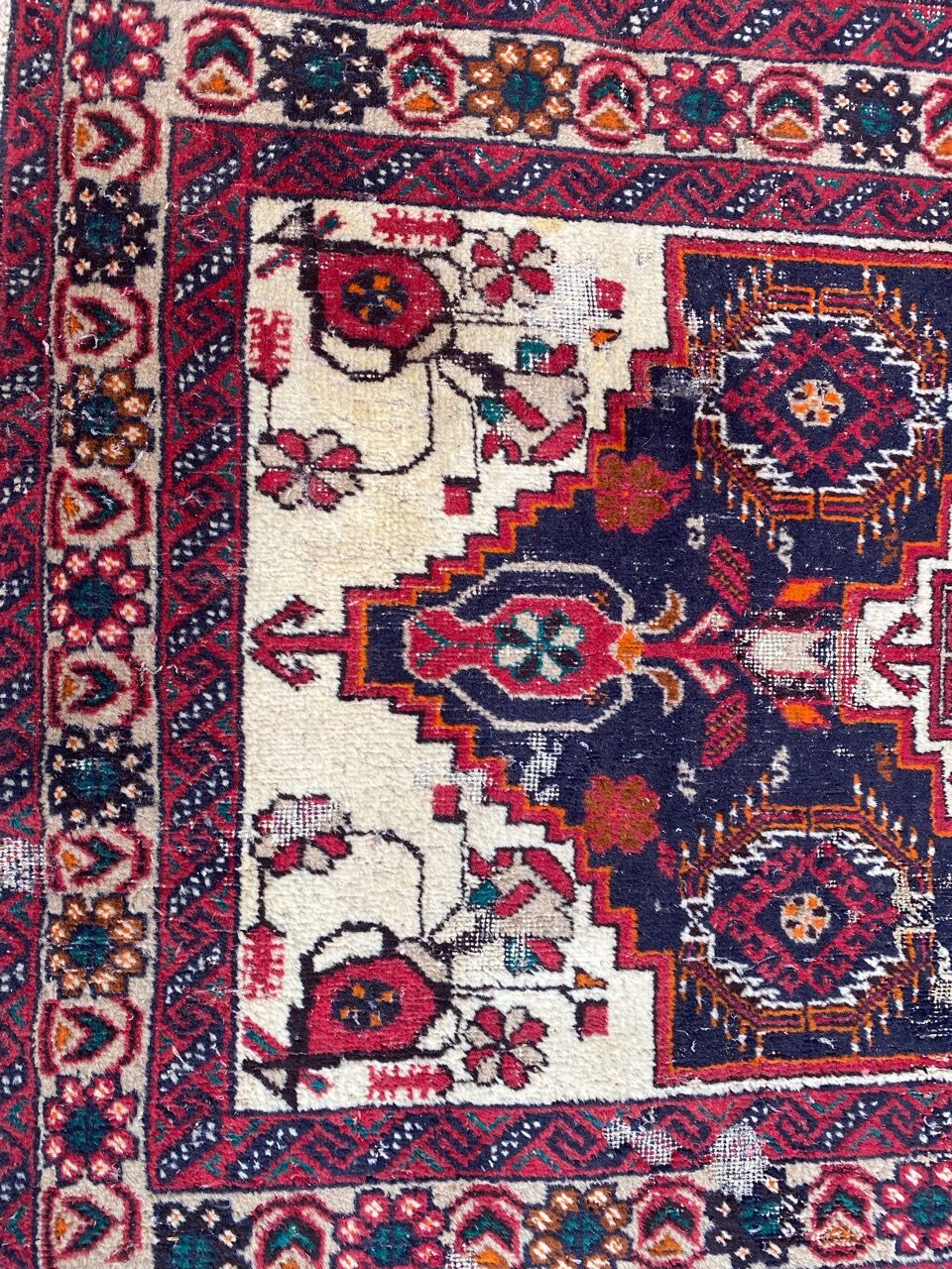 Vintage persian balutch handmade carpet 90x175 cm