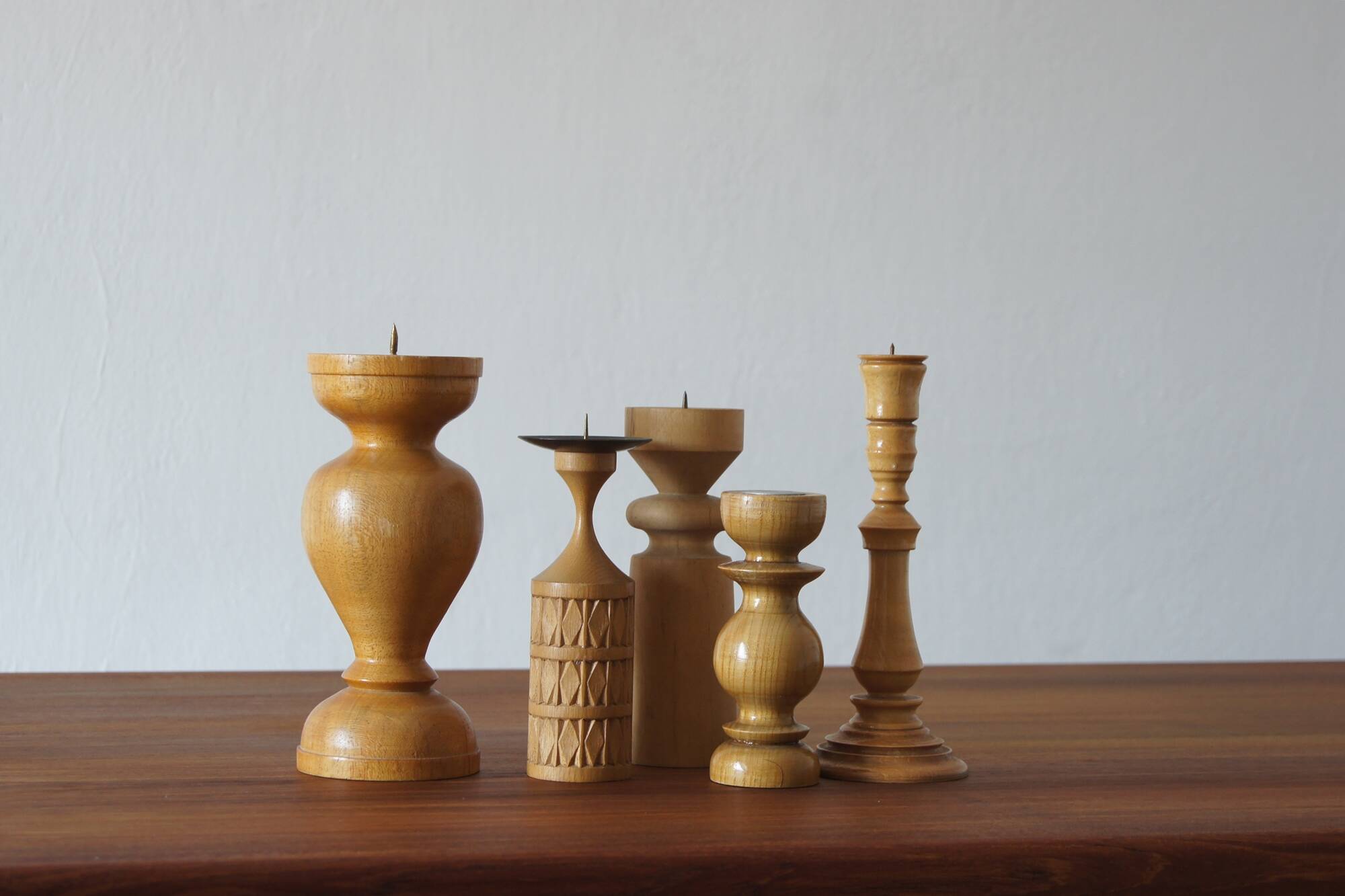 Bougeoirs scandinaves en bois, lot de 5