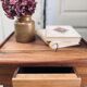Antique bedside table in solid wood – natural patina
