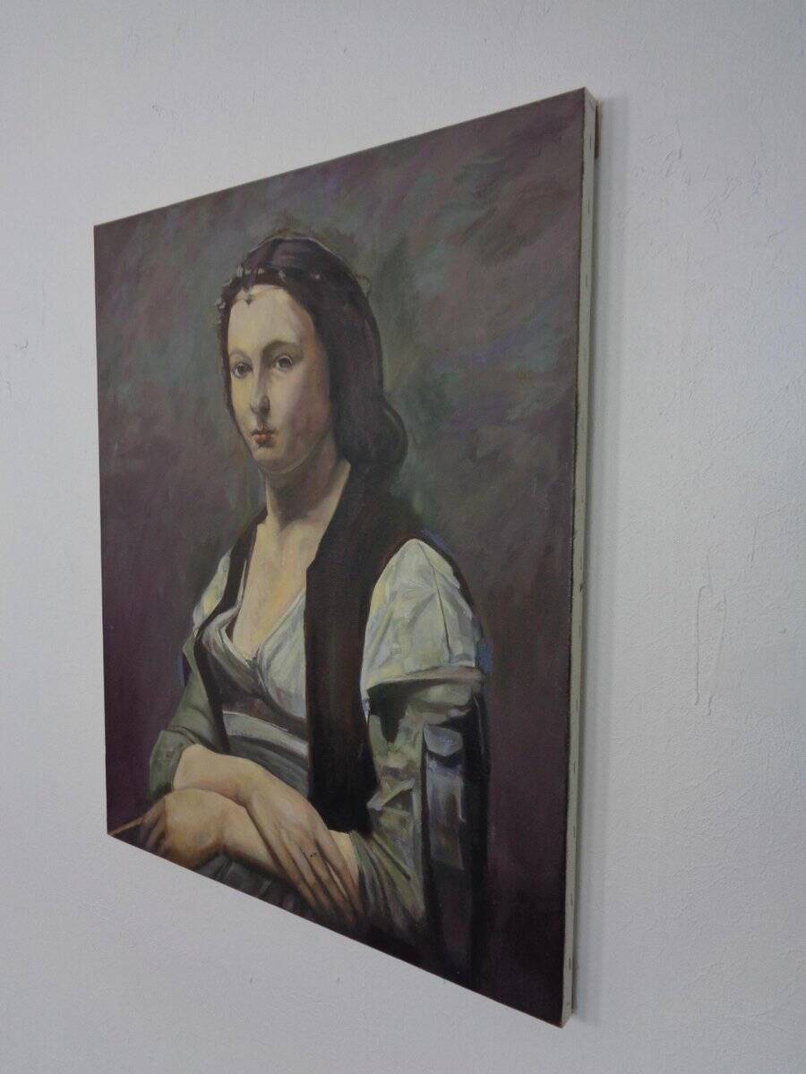 Fred Neumann After Jean Baptiste Camille Corot, The Woman with the Pearl, 1980s, Oil on Canvas