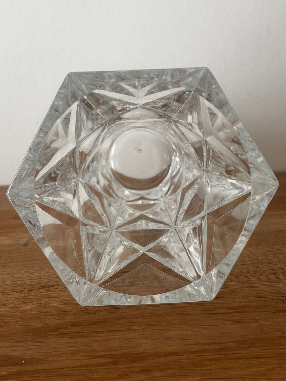 Vintage hexagonal cut crystal vase from Arques.