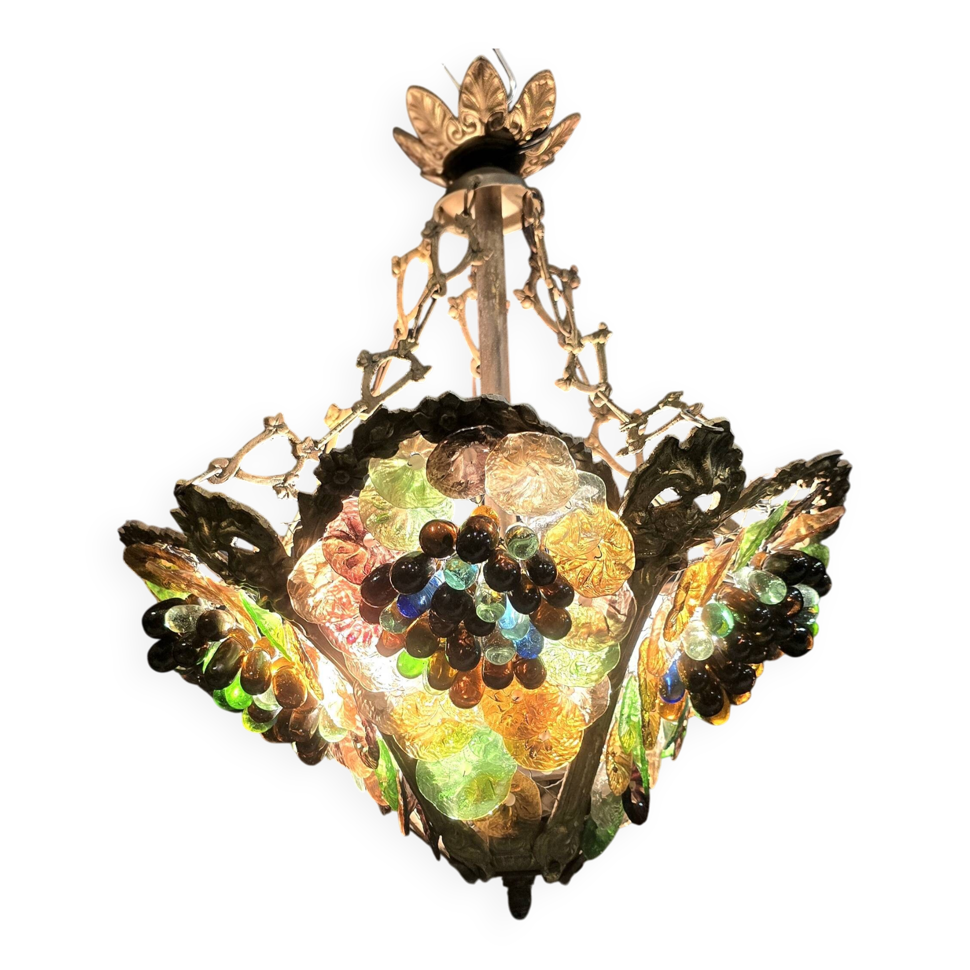 Murano chandelier in bronze and bunches of grapes