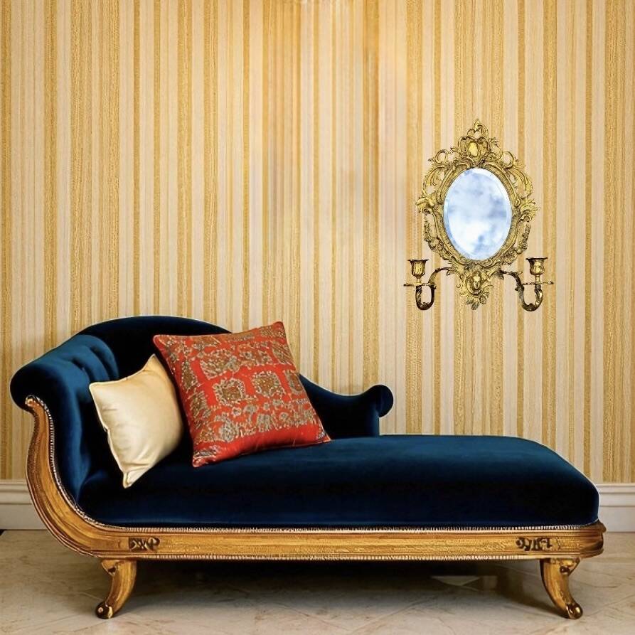 Antique bronze wall sconce with two candlesticks and beveled mirror