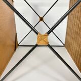 Wrought iron coffee table and braided wicker 50s-60s