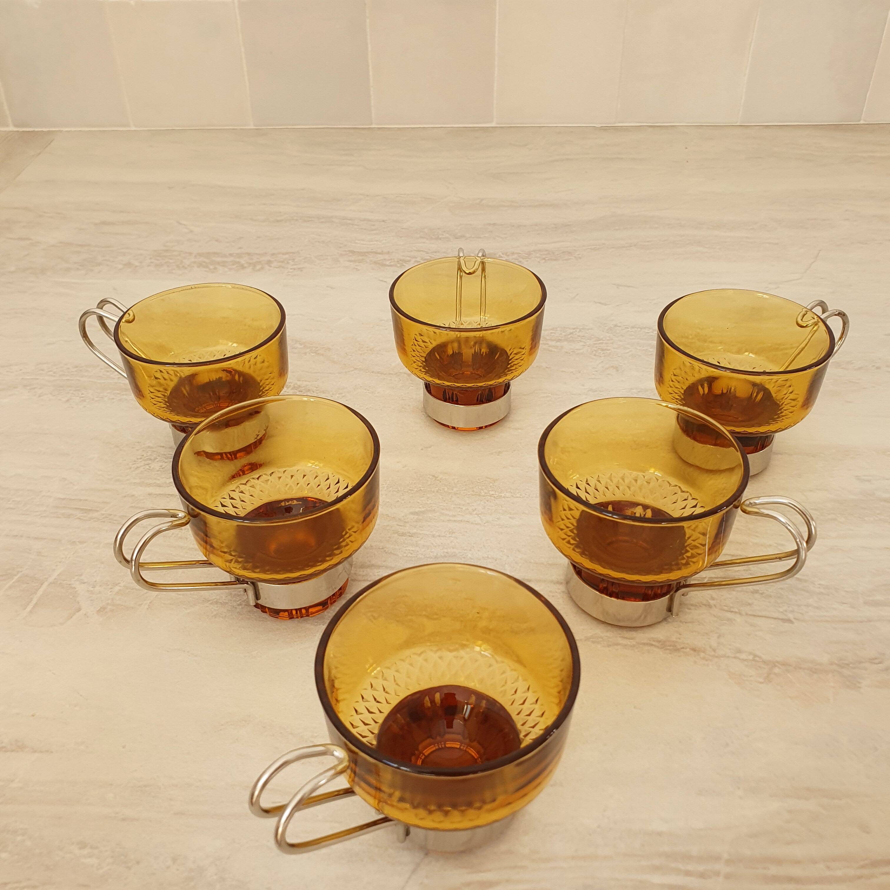 Amber glass italian coffee espresso cups