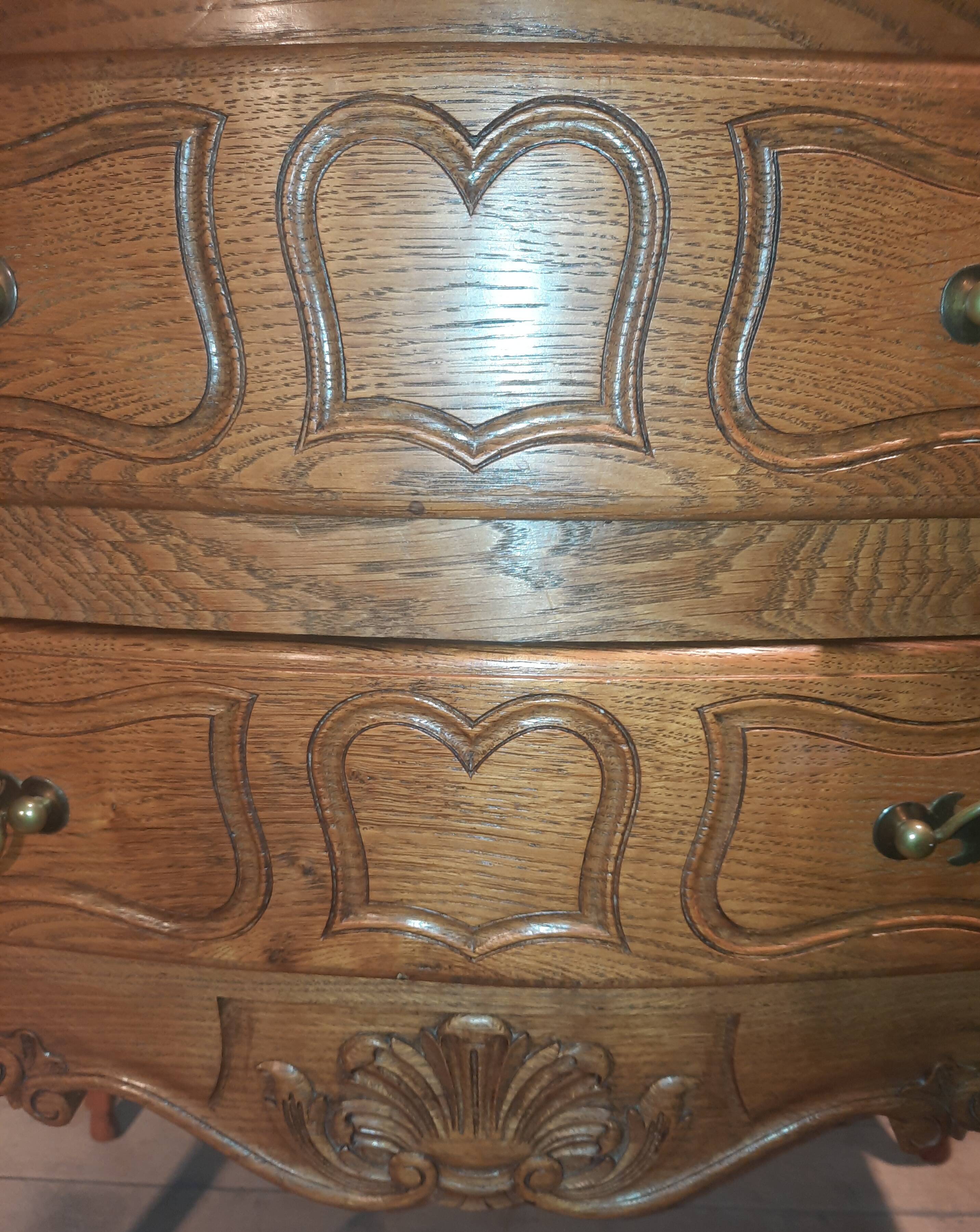 Louis XV style solid oak chest of drawers