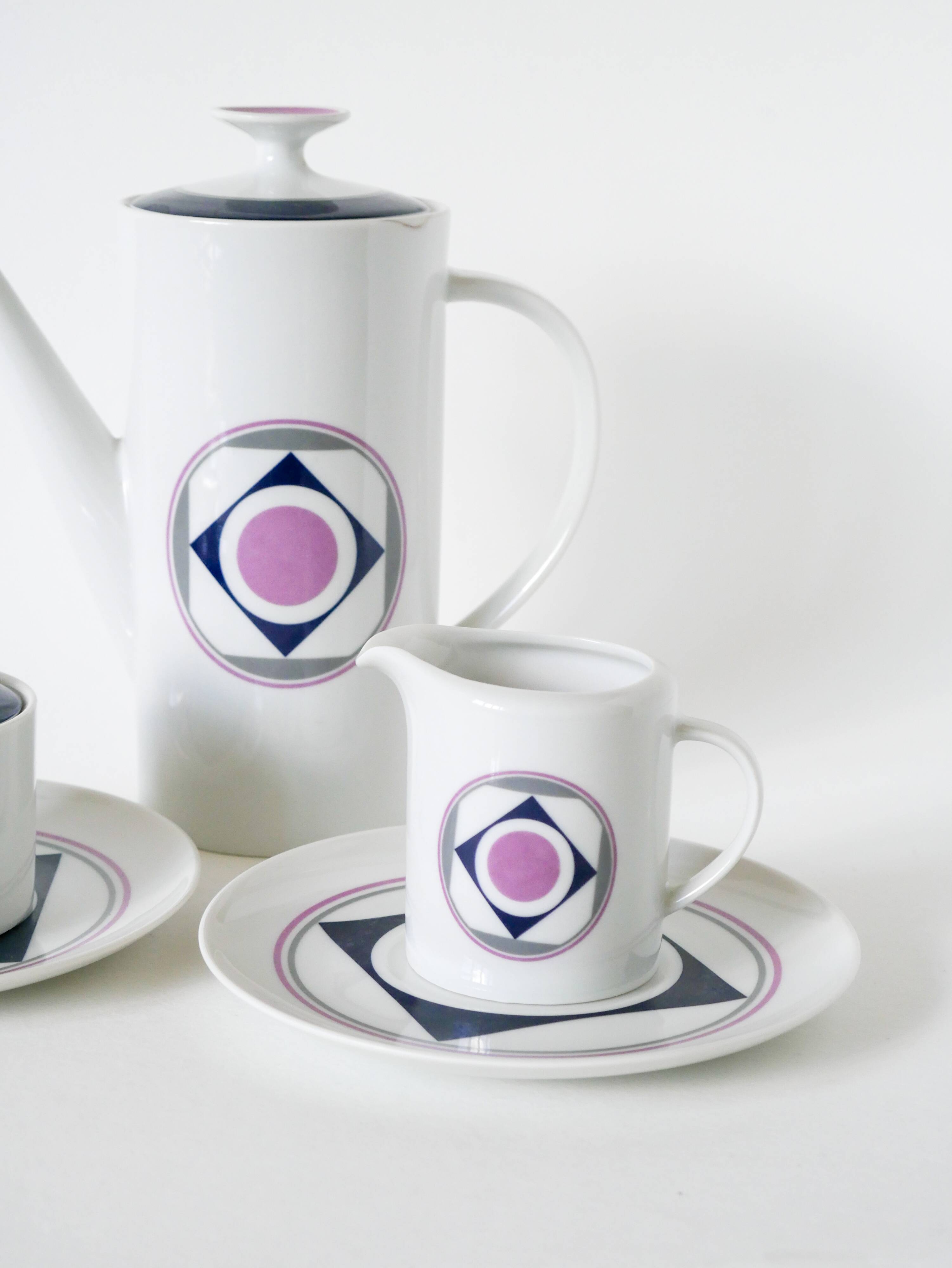 Set consisting of a teapot, sugar bowl and milk jug, Made in Germany, Colorful, Space Age, 1970