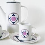 Set consisting of a teapot, sugar bowl and milk jug, Made in Germany, Colorful, Space Age, 1970