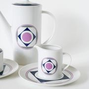 Set consisting of a teapot, sugar bowl and milk jug, Made in Germany, Colorful, Space Age, 1970