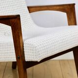 Vintage loft armchair herringbone natural fabric model from the 70s