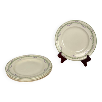 Set of 4 Longwy plates, Loridan model, early 20th century.