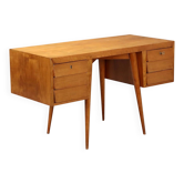 Vintage desk with maple veneer and drawers, Italy, 1950s