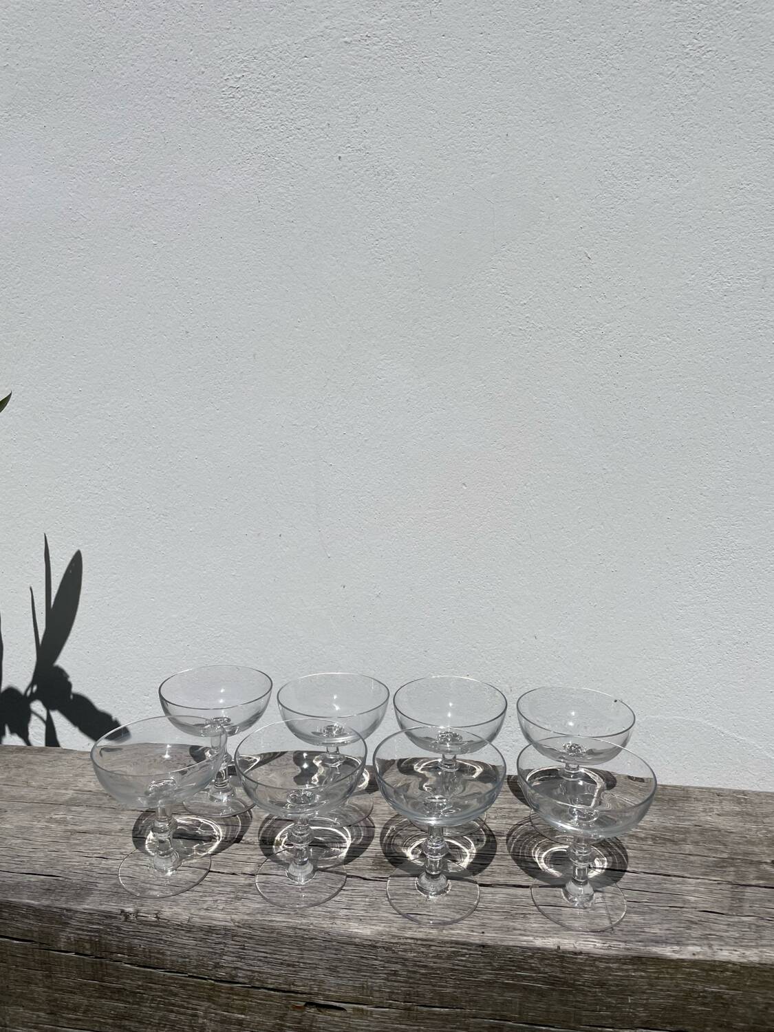8 antique blown glass cocktail glasses
