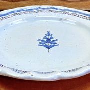 Old semi-hollow round dish XVIII Forges les eaux Rouen cul noir