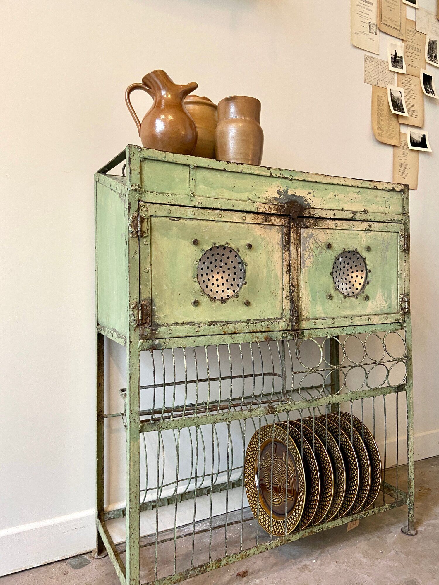 Storage cabinet in water green metal