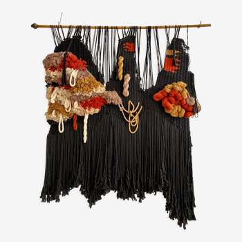 Brutalist tapestry Macrame Maria Asuncion Raventos, Spain, 1960s