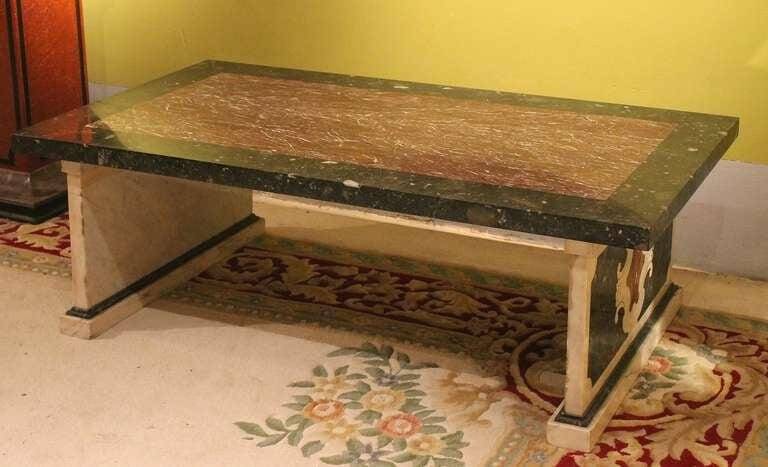 20th Century Italian Polychromed Rectangular Marble Coffee or Cocktail Table