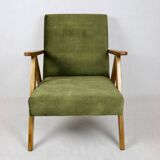 Fauteuil vintage vert olive modèle B-310, années 1970