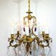 6-light bronze and crystal chandelier