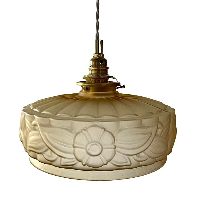 Art Deco pendant lamp in electrified golden glass when new