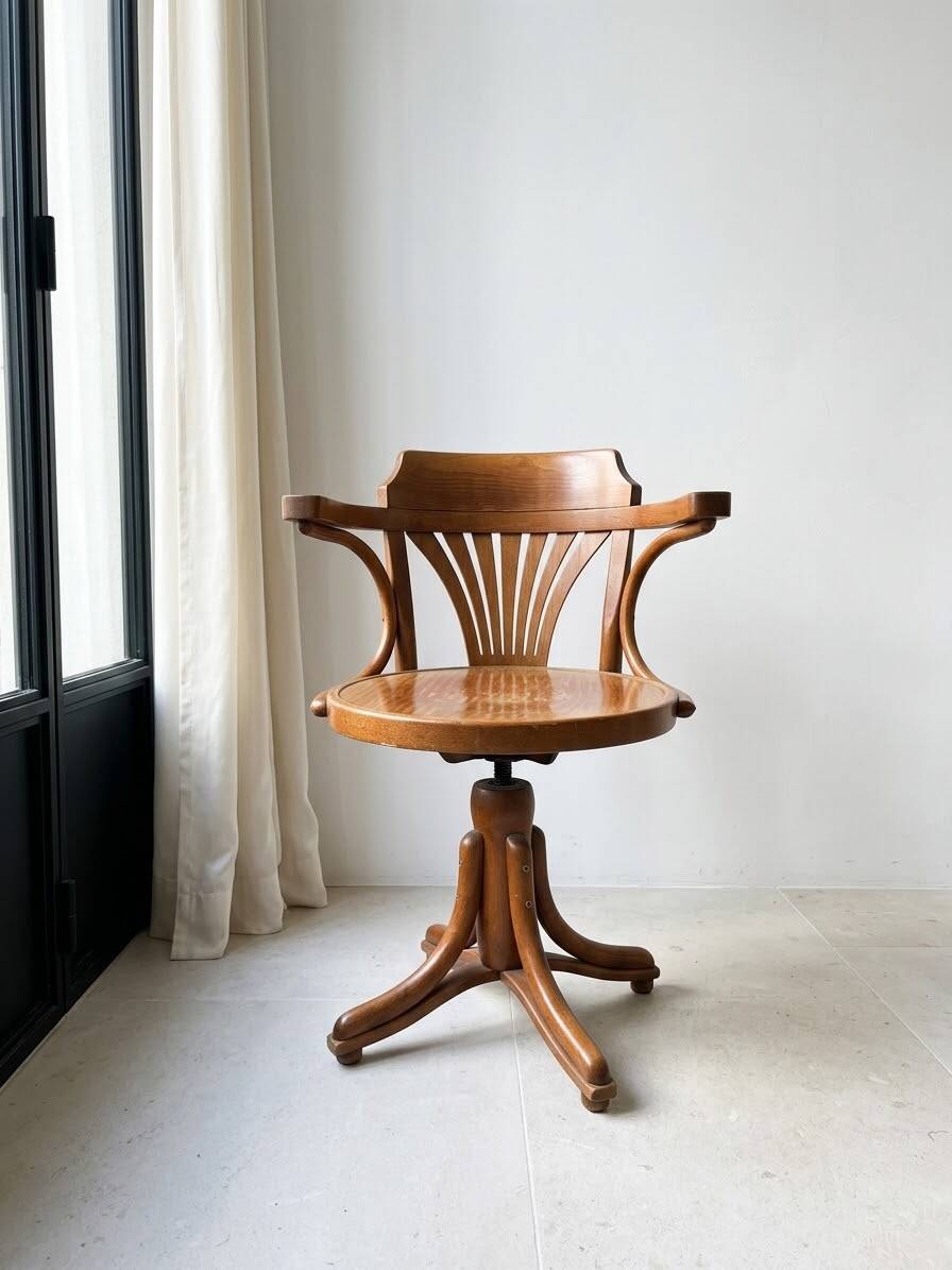 Antique wooden swivel chair