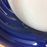 Blue ceramic hand lamp 70s and globe opaline