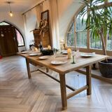 Solid wood farmhouse table with 2 extensions