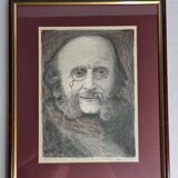 Portrait of Jacques Offenbach inspired by a photograph by Nadar, Framed and signed, 34 x 43 cm