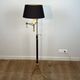 Reading Lamp in Mahogany and Gold Brass with Articulated Arm and Tripod Base