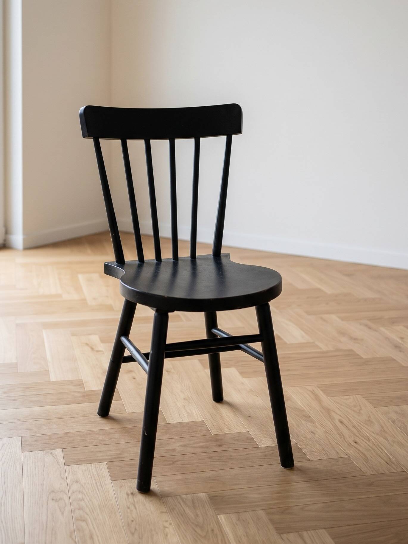 Set of 3 vintage Scandinavian and bistro wooden chairs.