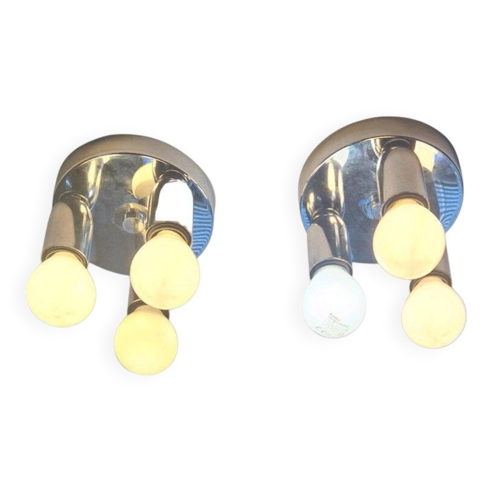 Set of Two Wall Lamps, Flush Mount, Sputnik, Space Age, Italy, 1970s