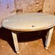 Oval bistro table from the 1930s with a lovely light blue patina
