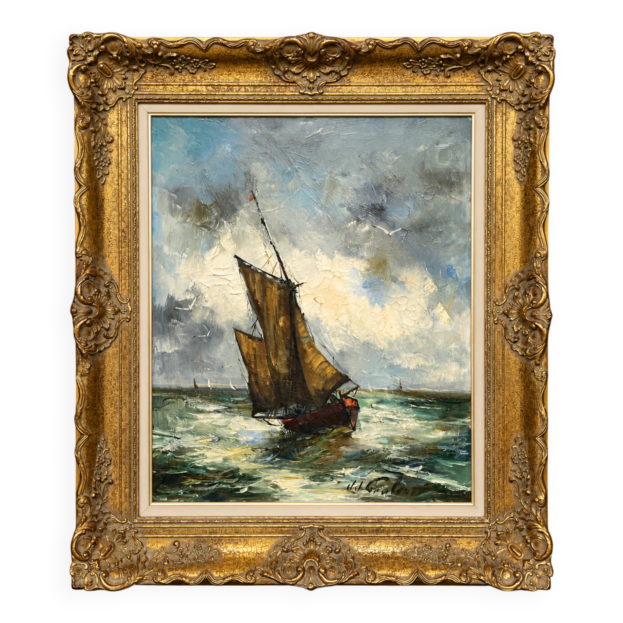 J.J. Coulon. "Marine Landscape." Oil on canvas.