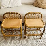 Two rattan bedside tables