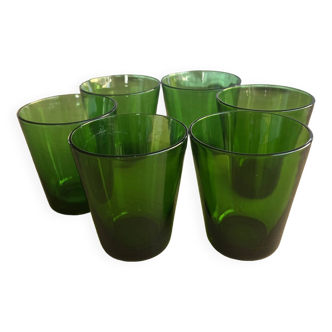 Lot de 6 verres vintage verts