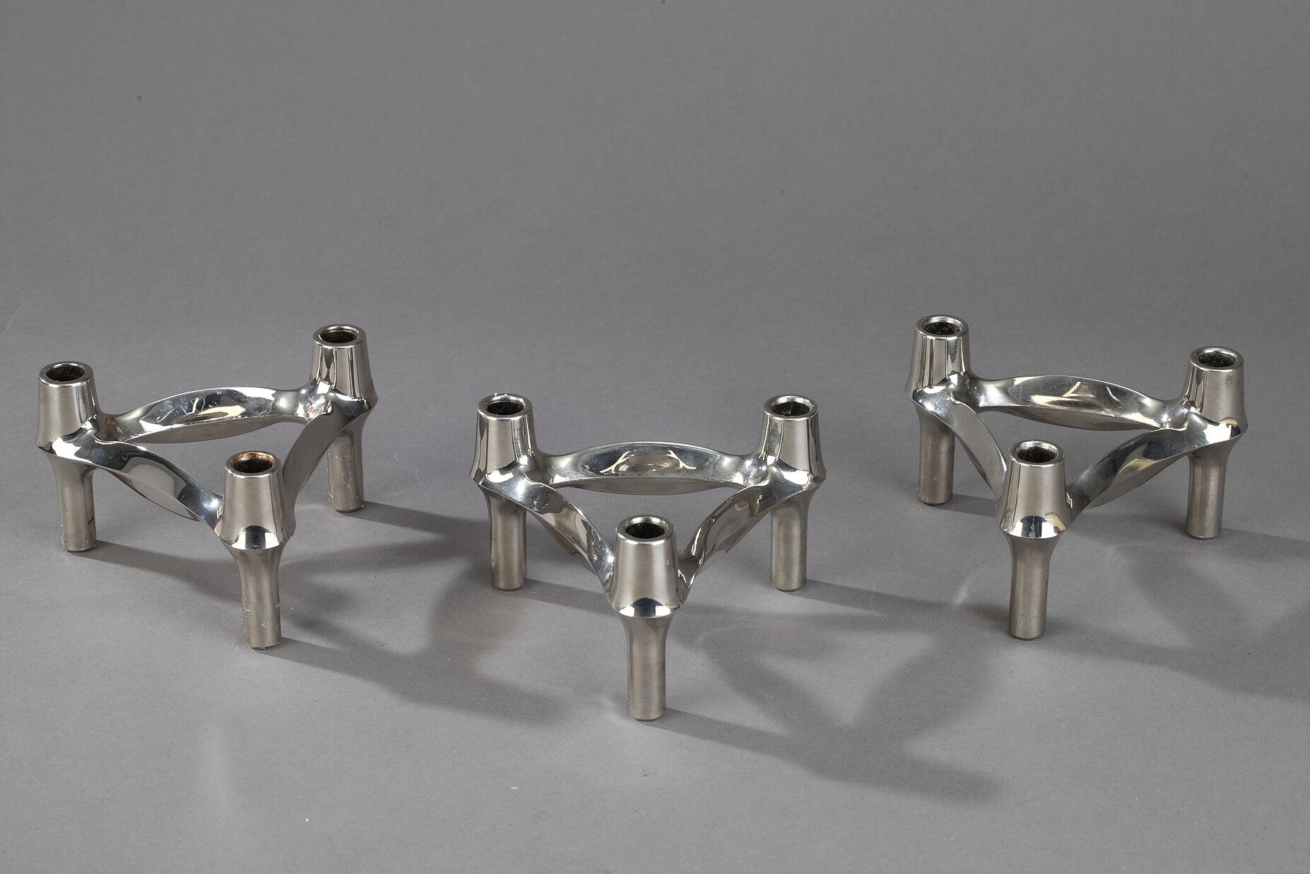 Three modular candle holders by BMF, Germany