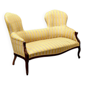 Antique Louis-Philippe canapé in walnut and fabric, Italy, 19th century
