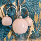Suspension art deco en opaline rose