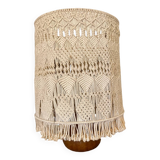 Olive wood and macramé lamp