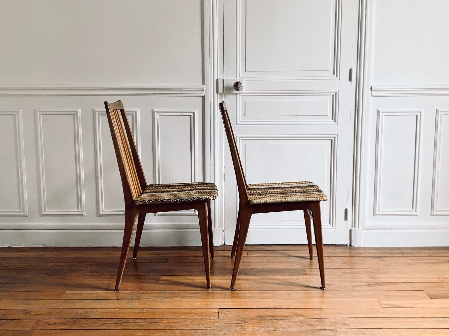 Vintage woven seated chairs