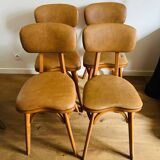 Suite de 4 chaises pieds compas