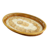 Mother-of-pearl and rattan tray