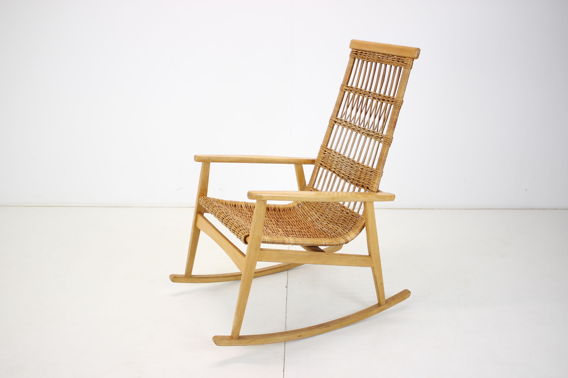 Mid-century rattan rocking chair, 1960's