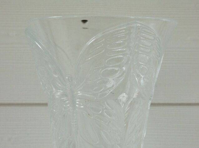Ancient crystal vase butterfly motif